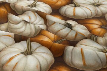 3D Balkabağı Desenli Dijital Baskı Polyester Kumaş – Sonbahar Dekoratif Kumaş