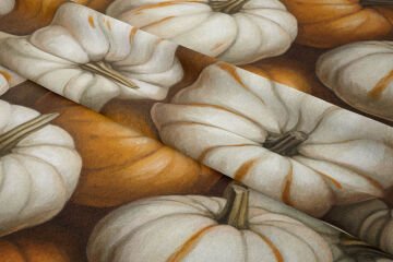 3D Balkabağı Desenli Dijital Baskı Polyester Kumaş – Sonbahar Dekoratif Kumaş