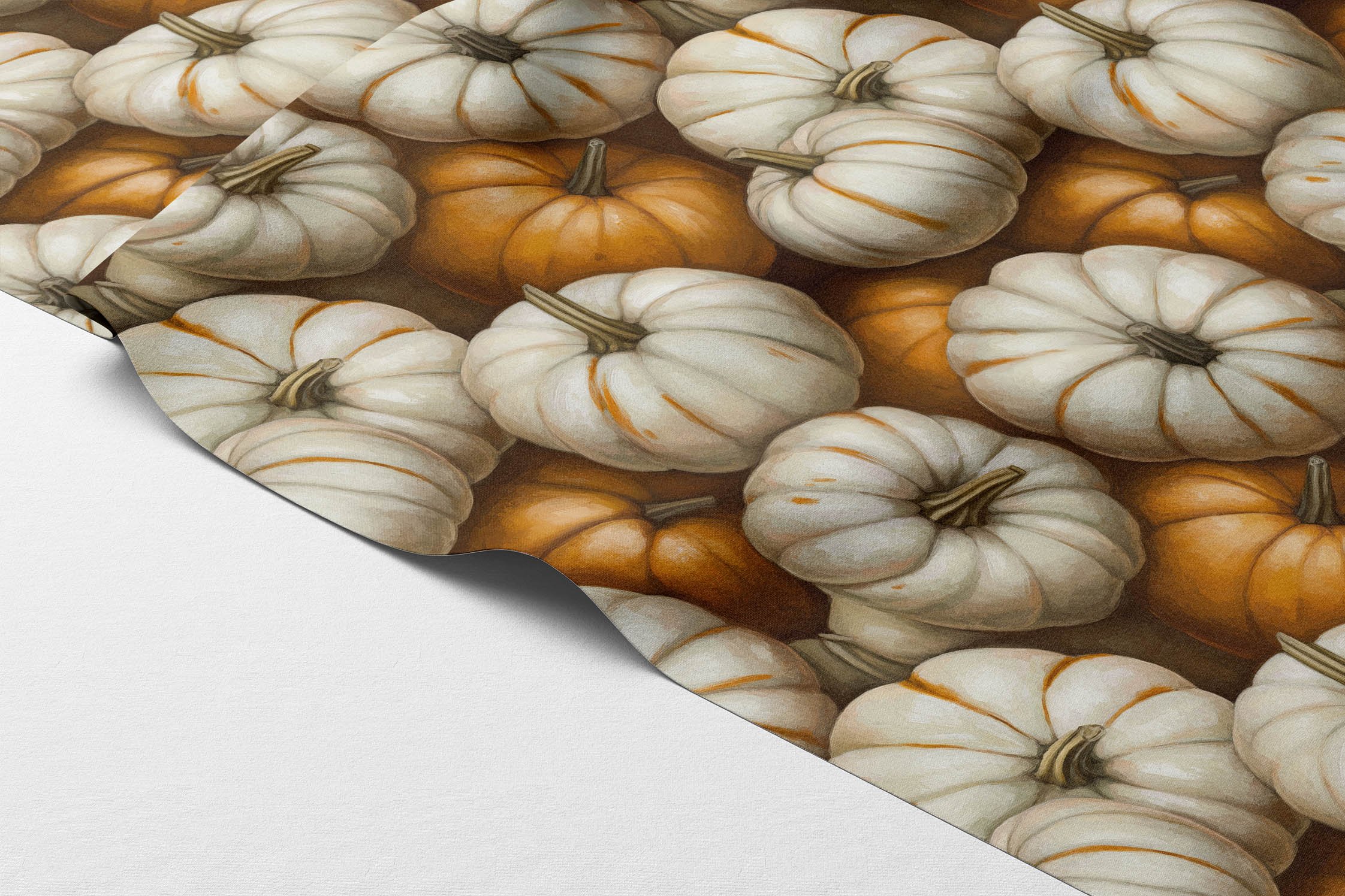 3D Balkabağı Desenli Dijital Baskı Polyester Kumaş – Sonbahar Dekoratif Kumaş