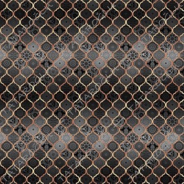 Gri Tonlu Bakır Moroccan Desenli Kumaş