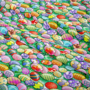 Happy Easter- Paskalya Renkli Paskalya Yumurtaları Desenli Kumaş