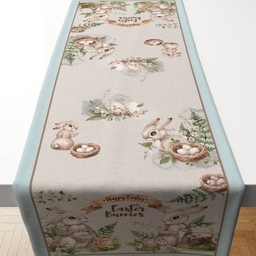 Happy Easter / Easter Collection Happy Easter Rabbit and Egg Pattern Fabric Fabric Panel Unsewn