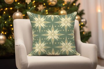 Yılbaşı Koleksiyonu- 45x45 cm Dikilmemiş 2’li Kırlent Paneli – Kar Taneleri