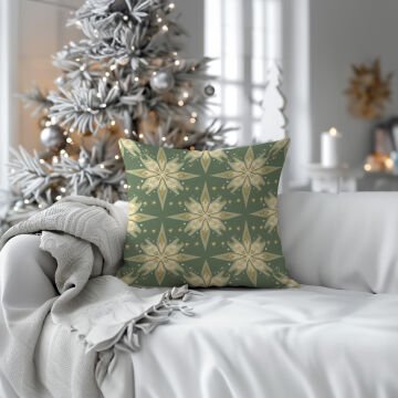 Yılbaşı Koleksiyonu- 45x45 cm Dikilmemiş 2’li Kırlent Paneli – Kar Taneleri