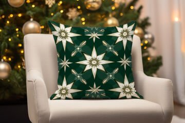 Yılbaşı Koleksiyonu- 45x45 cm Dikilmemiş 2’li Kırlent Paneli – Kar Taneleri