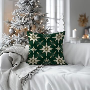 Yılbaşı Koleksiyonu- 45x45 cm Dikilmemiş 2’li Kırlent Paneli – Kar Taneleri