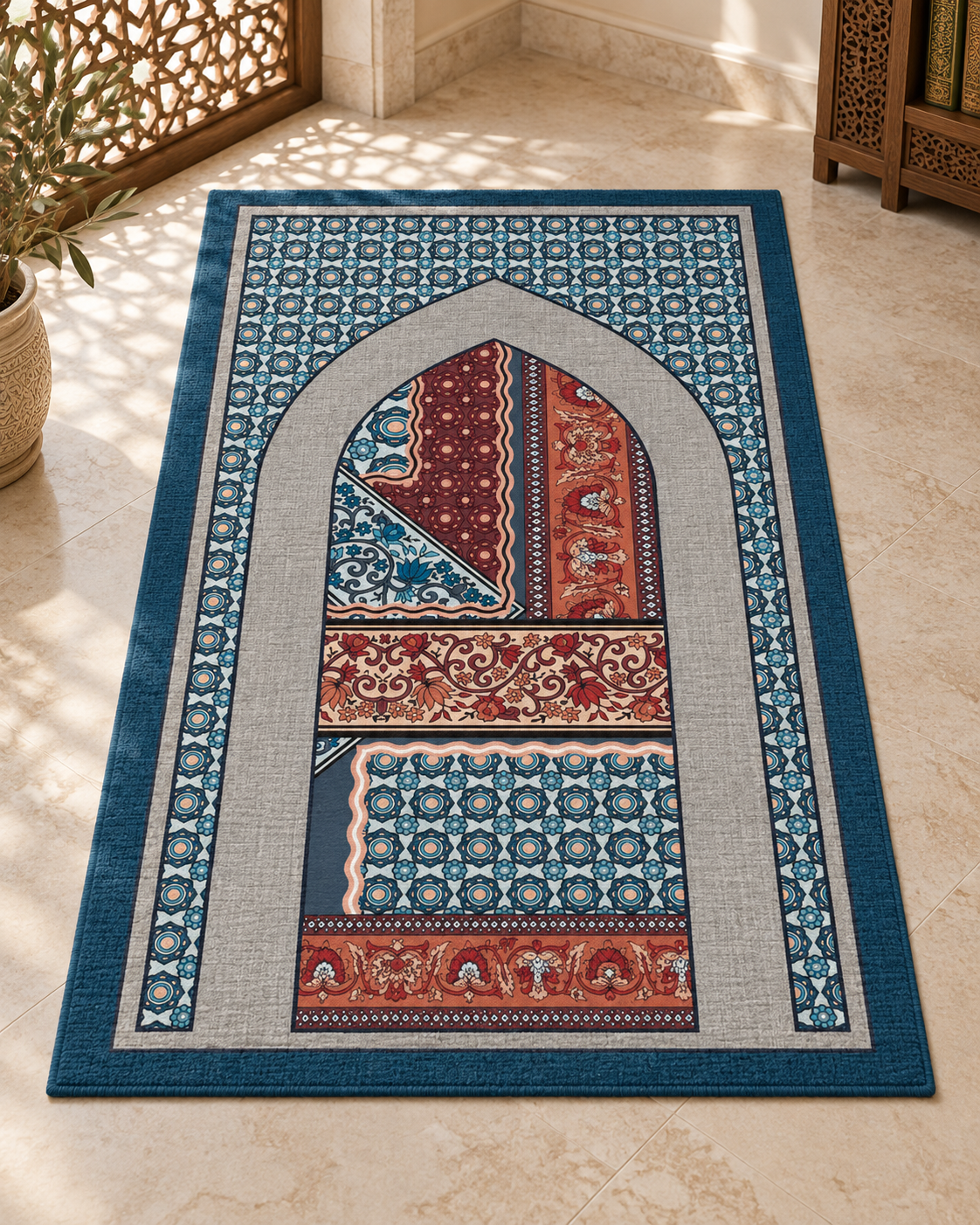 Petrol Mavisi Etnik Seccade Paneli 130x82 cm