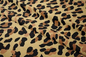 Hardal Zemin Üzerine Leopar Desenli Dijital Baskılı Kumaş