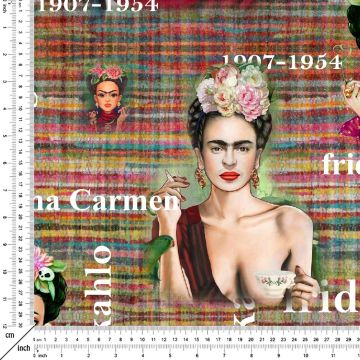 Etnik Zeminli Frida Kahlo Desenli Kumaş(SONBAHAR İNDİRİMİ)