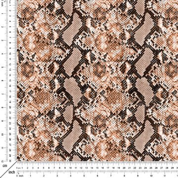 Cappuccino Zemin Üzerine Yılan Derisi Desenli Dijital Baskılı Kumaş