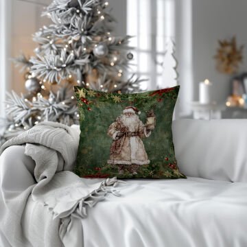 Yılbaşı Koleksiyonu- 45x45 cm Dikilmemiş 2’li Kırlent Paneli – Noel Baba