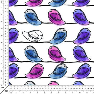 Purple, Blue, Pink Rows of Birds