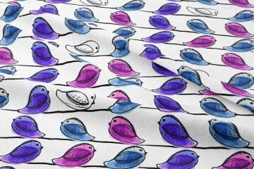 Purple, Blue, Pink Rows of Birds