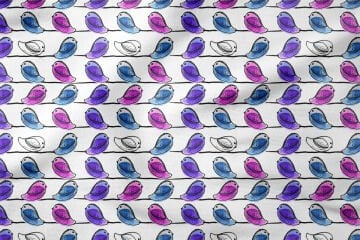 Purple, Blue, Pink Rows of Birds
