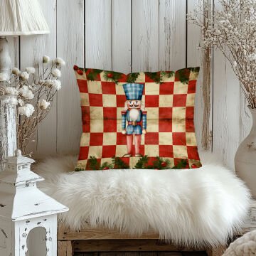 Yılbaşı Koleksiyonu- 45x45 cm Dikilmemiş 2’li Kırlent Paneli – Vintage Kareli Zemin Kurşun Asker