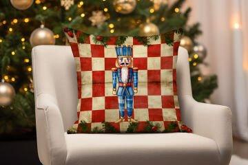 Yılbaşı Koleksiyonu- 45x45 cm Dikilmemiş 2’li Kırlent Paneli – Vintage Kareli Zemin Kurşun Asker