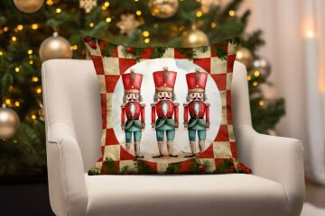 Yılbaşı Koleksiyonu- 45x45 cm Dikilmemiş 2’li Kırlent Paneli – Vintage Kareli Zemin Kurşun Askerler