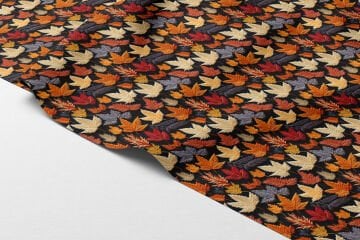 3D Sonbahar Yaprakları Desenli Dijital Baskılı Kumaş