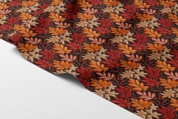 3D Sonbahar Yaprakları Desenli Dijital Baskılı Kumaş