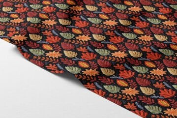 3D Sonbahar Yaprakları Desenli Dijital Baskılı Kumaş