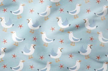 Summer Collection Blue Background Stork Multi-Purpose Decorative Digital Print Fabric