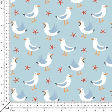 Летняя коллекция Синий фон Аист Многоцелевая декоративная ткань с цифровой печатью