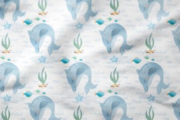 Летняя коллекция Blue Dolphin Fish Многоцелевая декоративная ткань с цифровым принтом