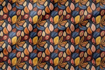 3D Sonbahar Yaprakları Desenli Dijital Baskılı Kumaş