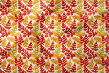 3D Sonbahar Yaprakları Desenli Dijital Baskılı Kumaş