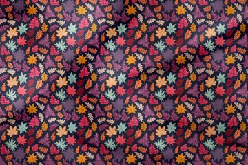 3D Sonbahar Yaprakları Desenli Dijital Baskılı Kumaş