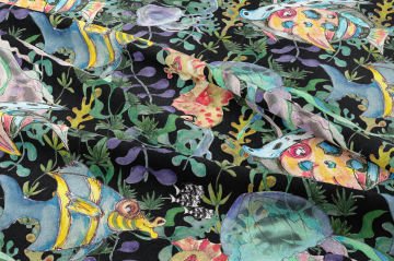 Renkli Deniz Canlıları Kumaşı