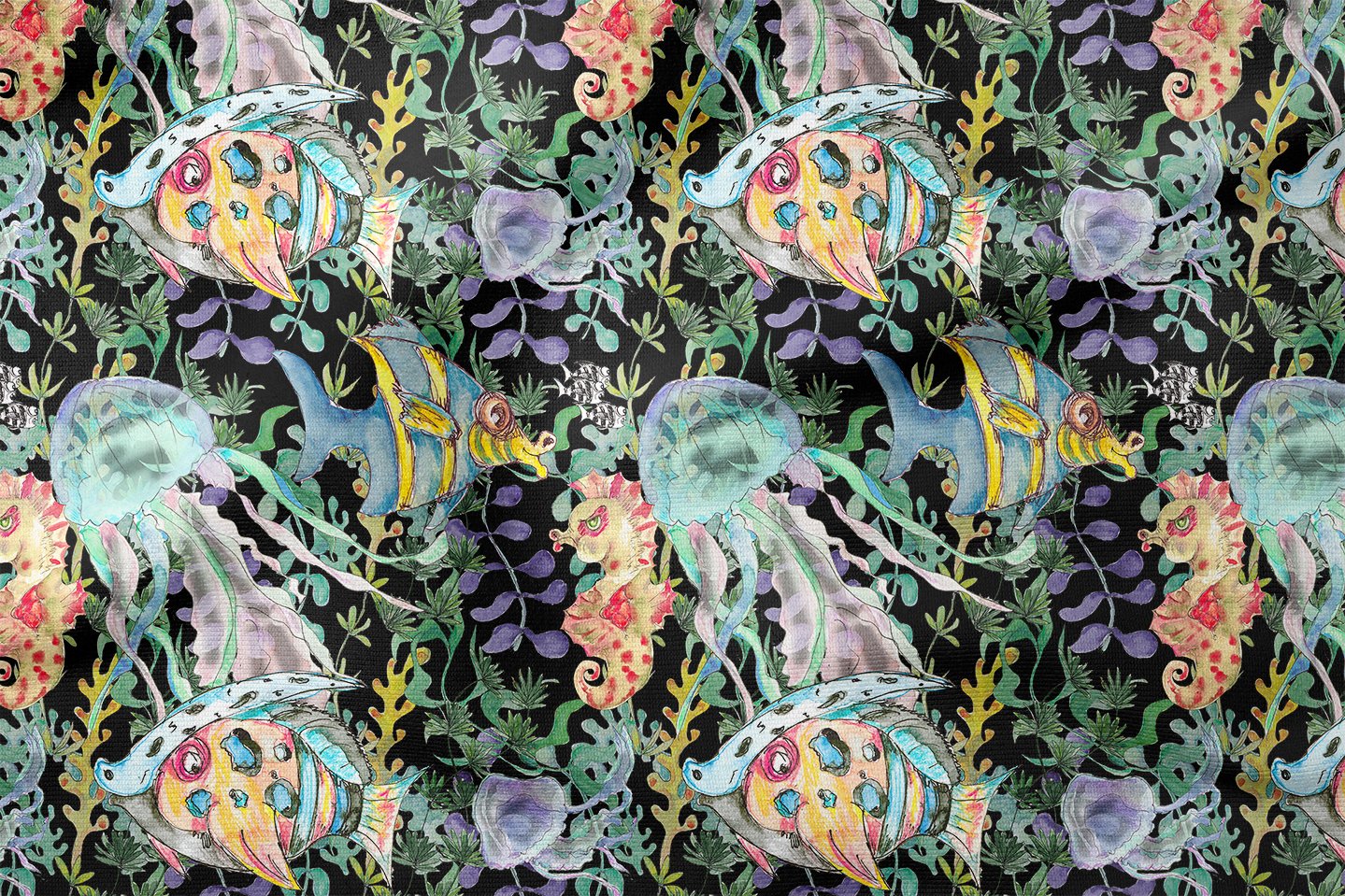 Renkli Deniz Canlıları Kumaşı