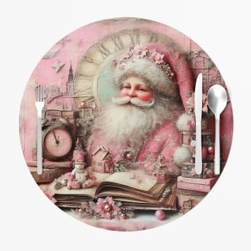 Yılbaşı Koleksiyonu- Servis Suplası Vintage Christmas Noel Baba 3'lü Set Kumaşı Dikilmemiş