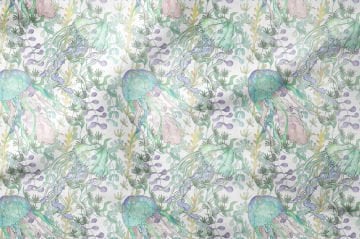 Летняя коллекция, многоцелевая декоративная ткань с цифровой печатью с изображением осьминога в листьях