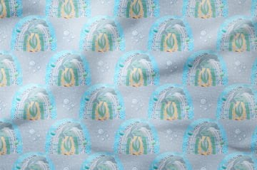 Summer Collection Multi-Purpose Decorative Digital Print Fabric with Dolphins in Rainbows