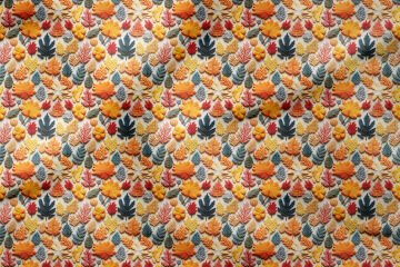 3D Sonbahar Yaprakları Desenli Dijital Baskılı Kumaş