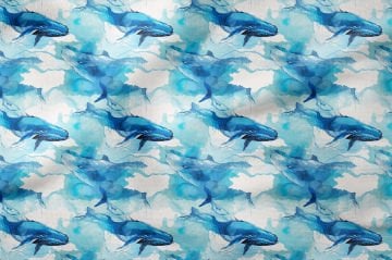 Летняя коллекция Акварель Дельфин Рыба Многоцелевая декоративная ткань с цифровой печатью