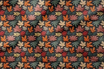 3D Sonbahar Yaprakları Desenli Dijital Baskılı Kumaş