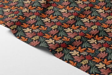 3D Sonbahar Yaprakları Desenli Dijital Baskılı Kumaş