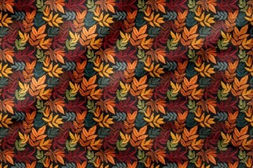 3D Sonbahar Yaprakları Desenli Dijital Baskılı Kumaş