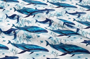 Balina Desenli Çocuk Kumaşı