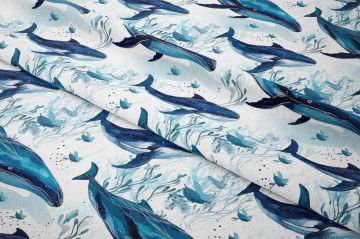 Balina Desenli Çocuk Kumaşı