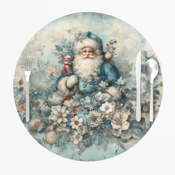 Yılbaşı Koleksiyonu- Servis Suplası Vintage Christmas Noel Baba 3'lü Set Kumaşı Dikilmemiş