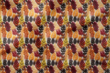 3D Sonbahar Yaprakları Desenli Dijital Baskılı Kumaş