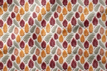 3D Sonbahar Yaprakları Desenli Dijital Baskılı Kumaş