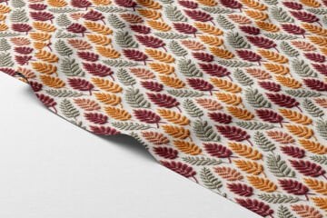 3D Sonbahar Yaprakları Desenli Dijital Baskılı Kumaş