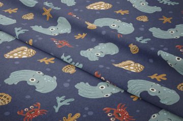Sevimli Deniz Canlıları Desenli Çocuk Kumaşı