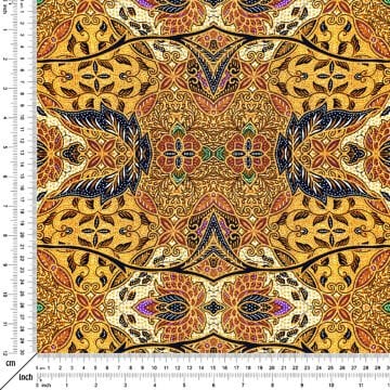 Kahve Mavi Tonlu Etnik Kilim Motifli Kumaş