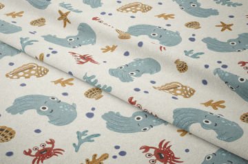 Sevimli Deniz Canlıları Desenli Çocuk Kumaşı