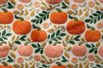 3D Sonbahar Balkabağı Desenli Dijital Baskılı Kumaş